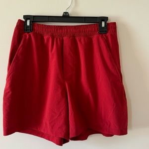 Lululemon Men’s Pace Breaker Linerless Short 5”  Red shorts size medium